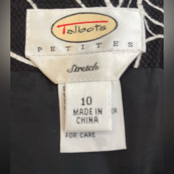 Talbots Petites Stretch black and cream leaf print lined skirt size 10 - Picture 5 of 6